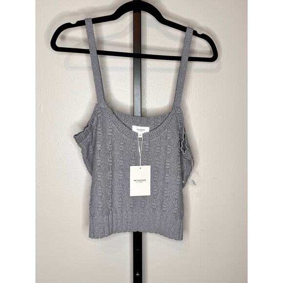 NWT Weekend Los Angeles Sleeveless Scoop Neck Knit Tank Top Dusty Blue Women's L - Picture 1 of 6